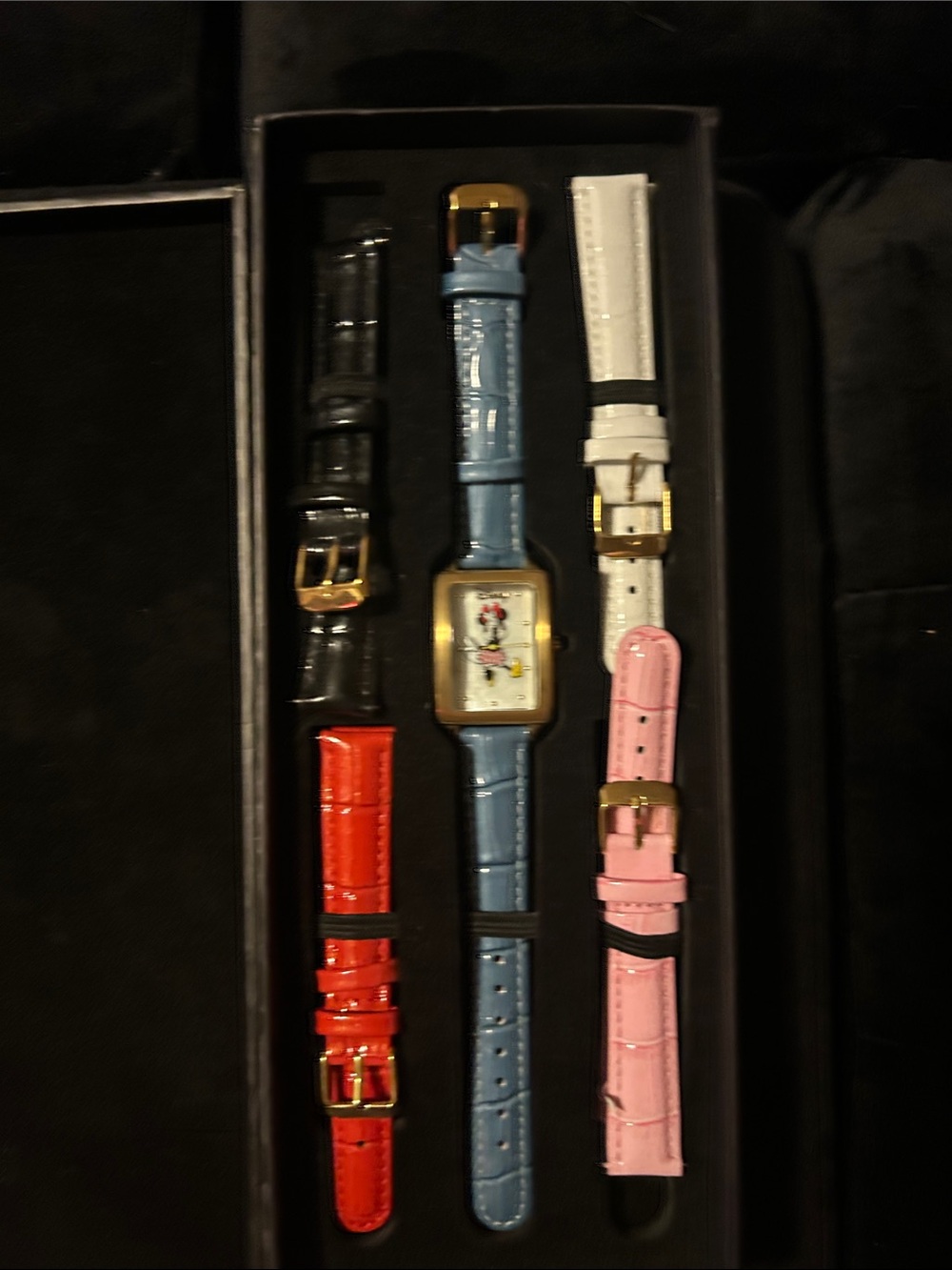 Disney women Interchangeable Watch Set with Blue, Pink, Red, White, Black Straps